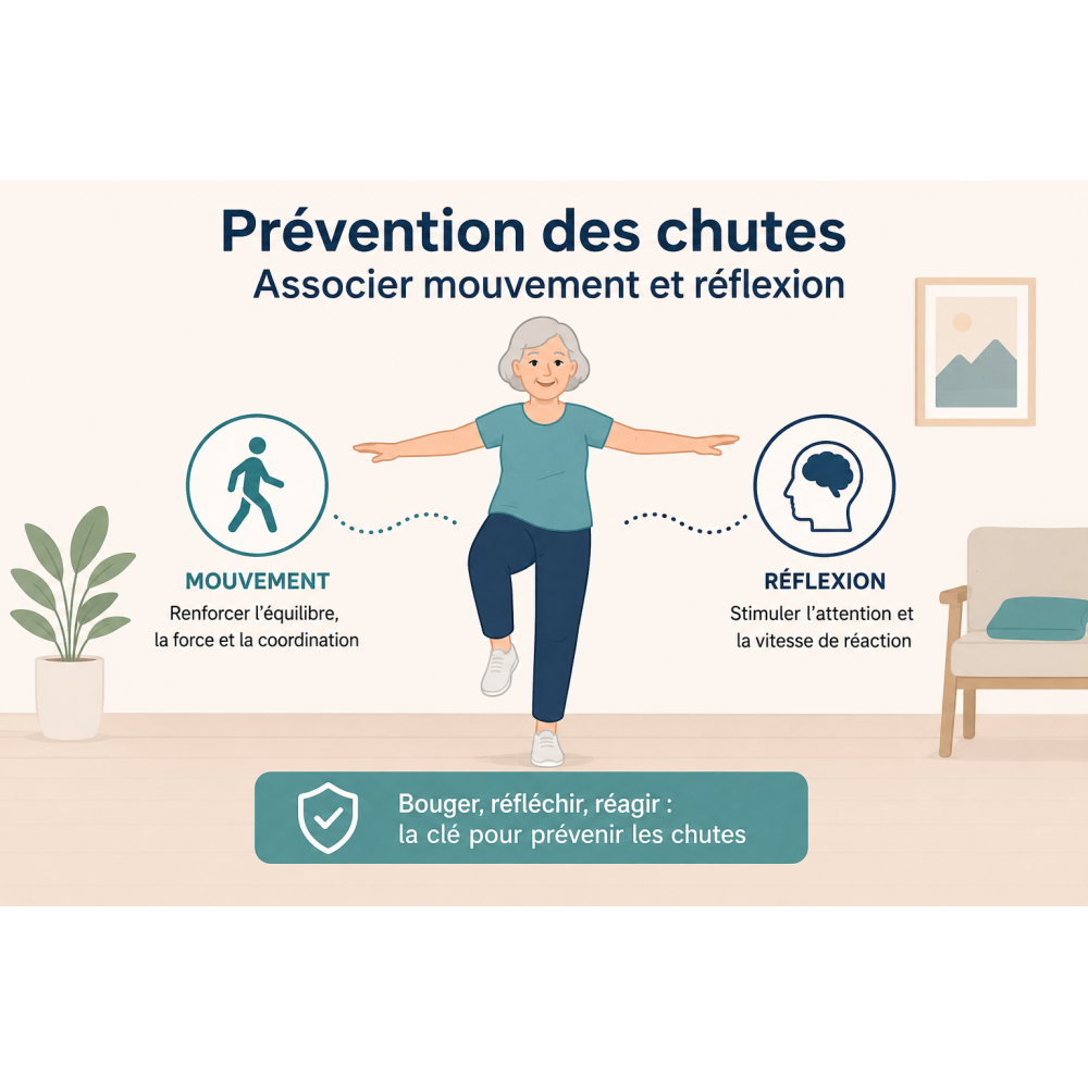 Prévention des chutes chez les seniors : pourquoi associer mouvement et réflexion